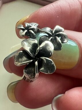 Sterling Floral Bloom Ring in Silver Tone